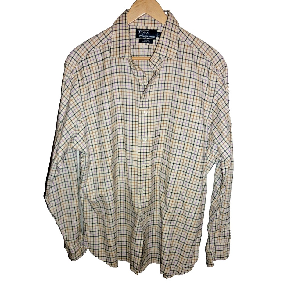 Polo Ralph Lauren XL Regent Shirt Plaid Flannel‎ Cotton Multicolor
